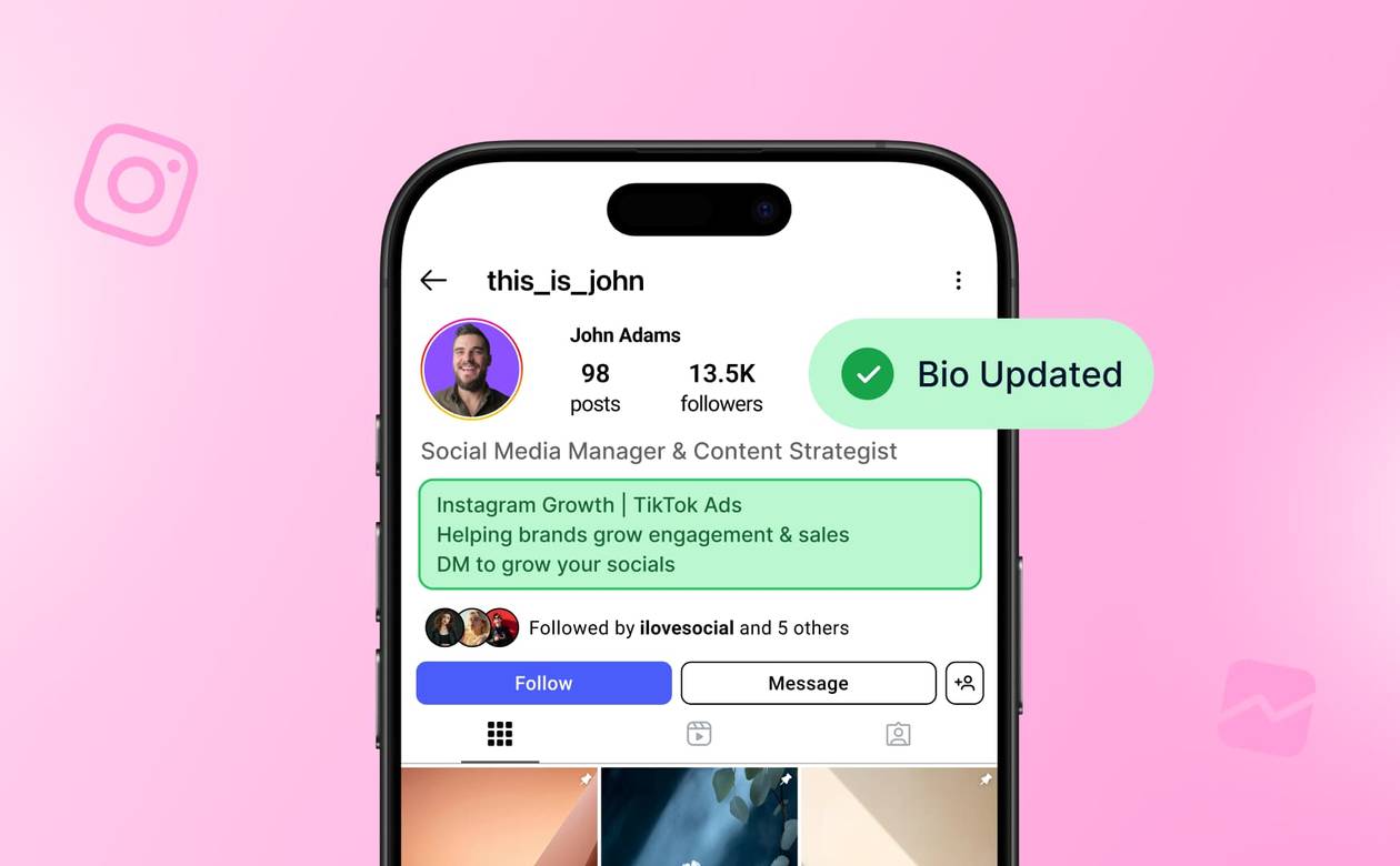 An illustration showcasing an Instagram profile with its bio highlighted.