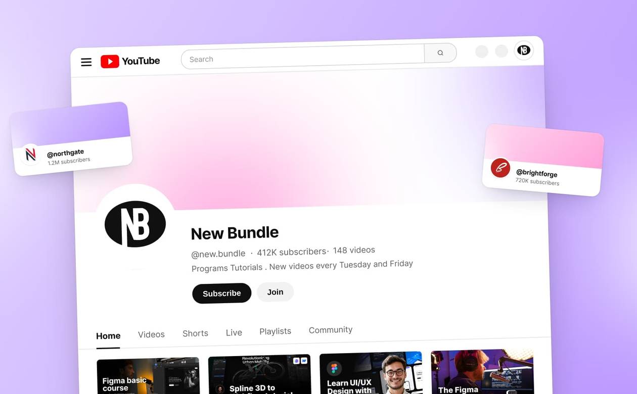 An illustration of a YouTube channel with a few channel ideas around it.