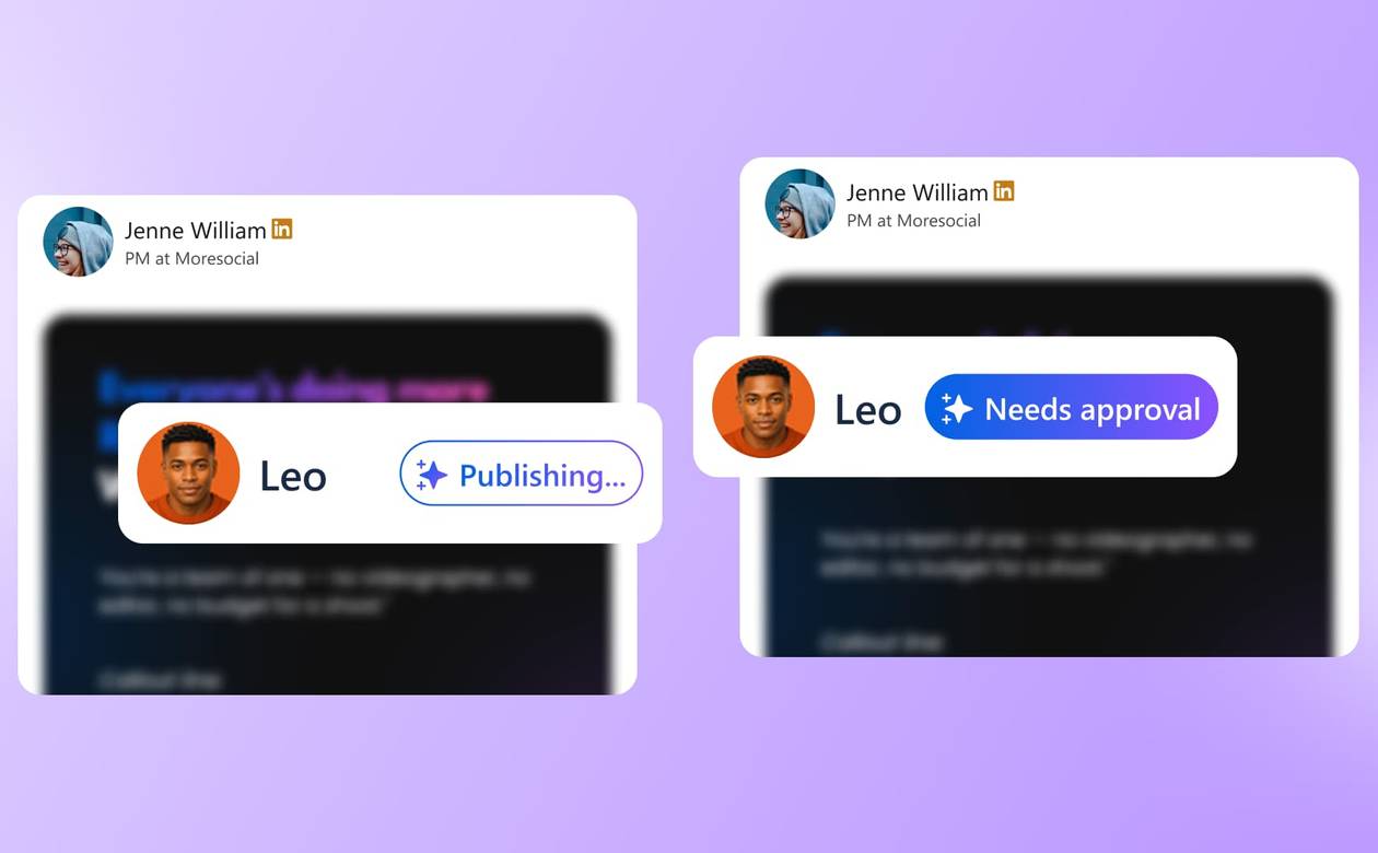 A header graphic illustrating an AI agent's control levels, comparing autonomous publishing directly to requiring human approval first.