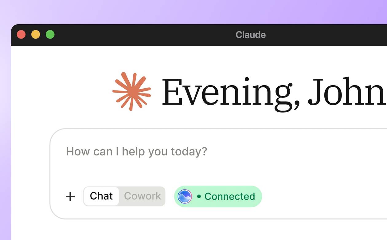 A header graphic showing the Claude desktop app welcome screen with a connected Vista Social indicator badge.