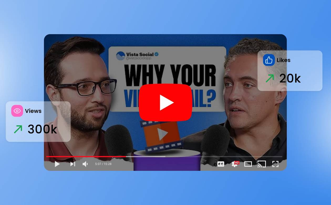 An illustration of a YouTube thumbnail and channel metrics.