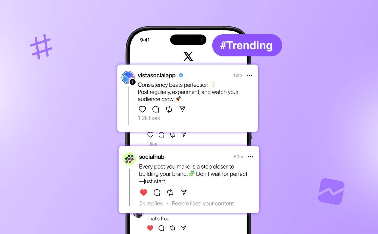 An illustration highlighting trending topics in a social media feed.