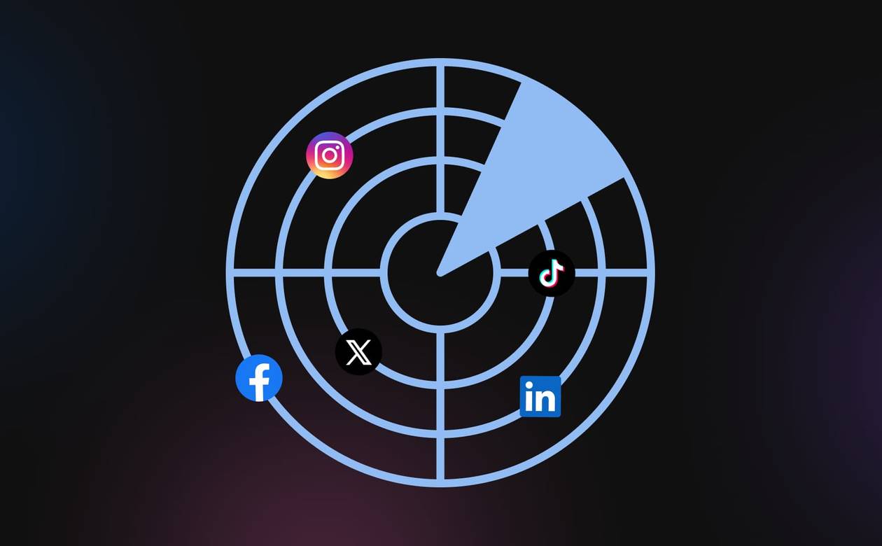 An illustration of a brand radar looking across social media platforms.