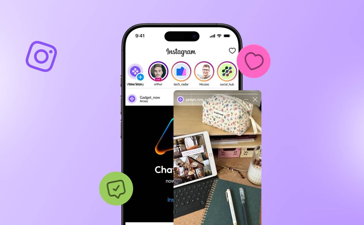 An illustration of an Instagram story popping up from the Instagram app.