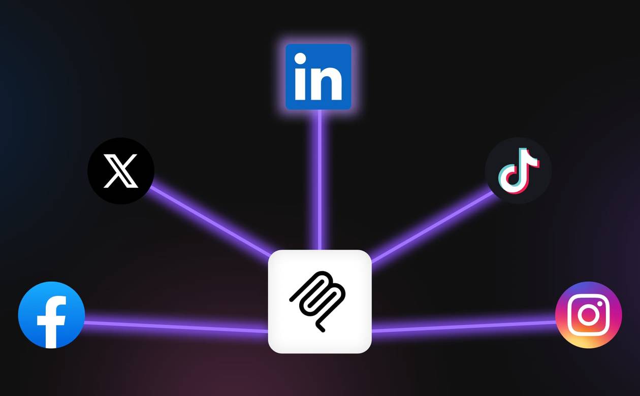 An illustration showcasing social media icons connecting to MCP.