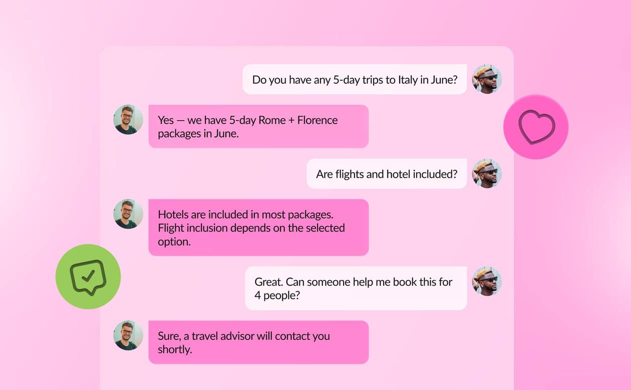 An illustration of a customer service conversation happening on social media.