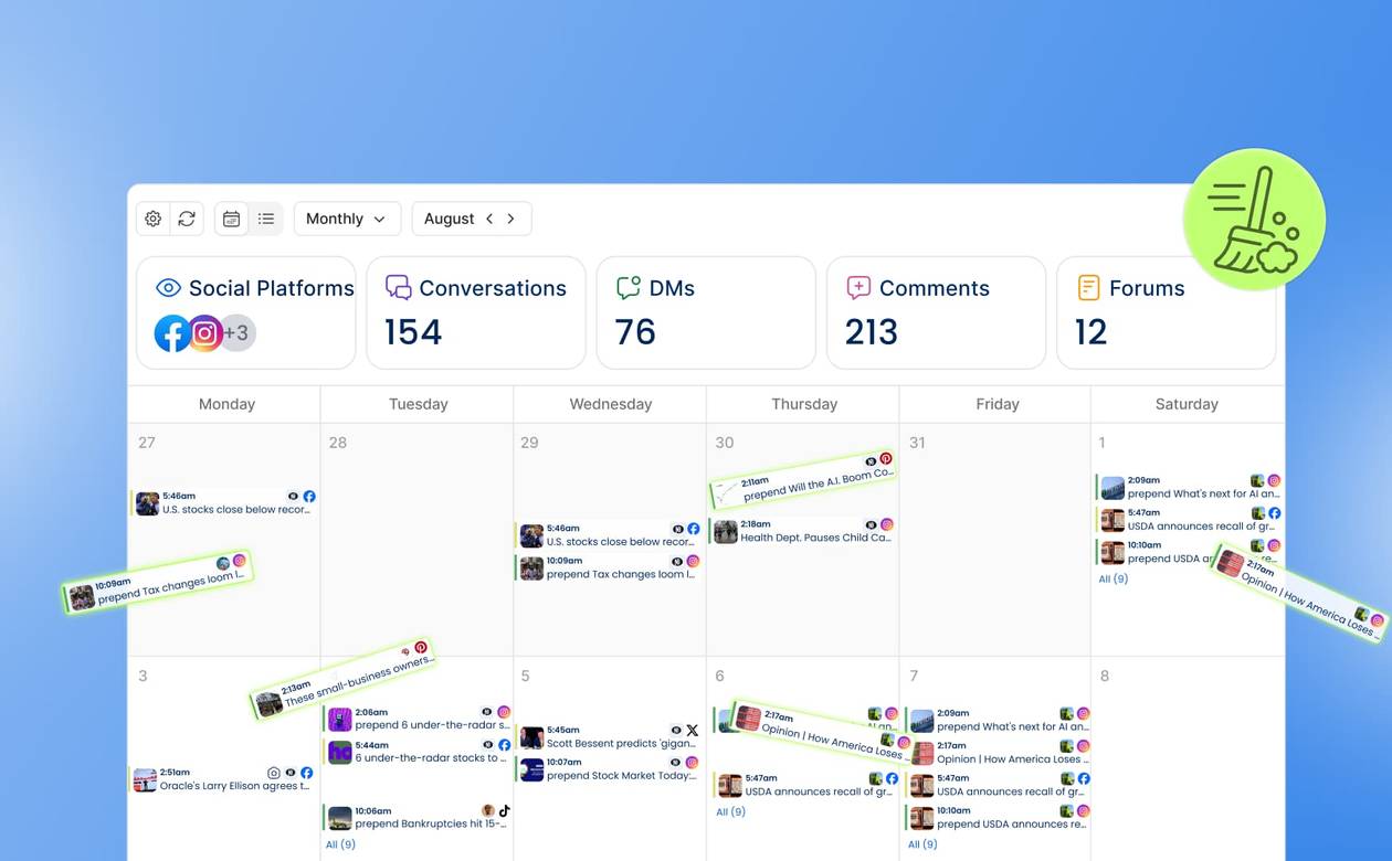 An illustration of a social media calendar getting a bit of spring cleaning.