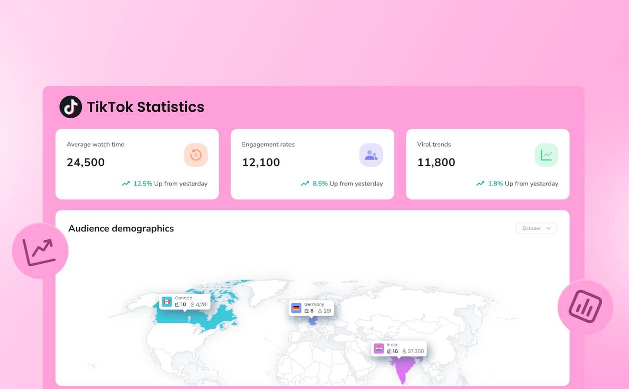An illustration of a dashboard sharing key TikTok statistics.