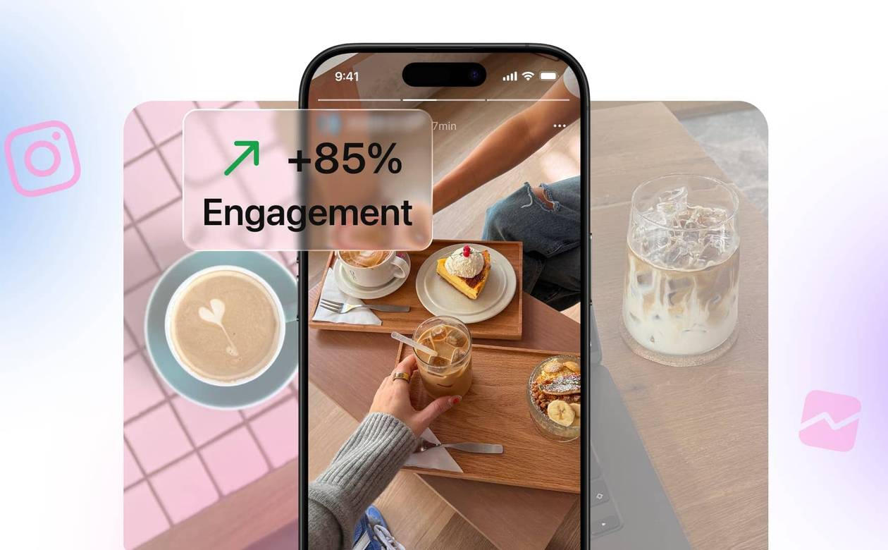 An illustration of an Instagram Story with boosted engagement.