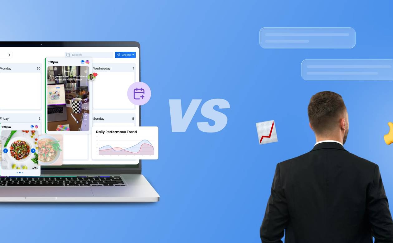 An illustration comparing a social media manager's job to a community manager's job.