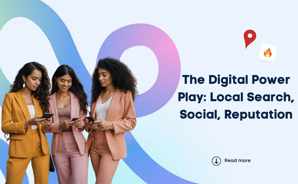 The Digital Power Play. Three women are using their cell phones.