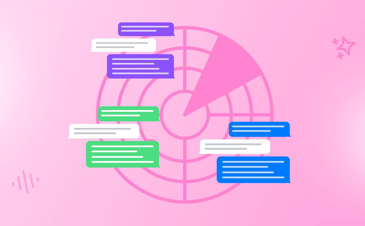 An illustration highlighting a social listening radar picking up on different conversations.