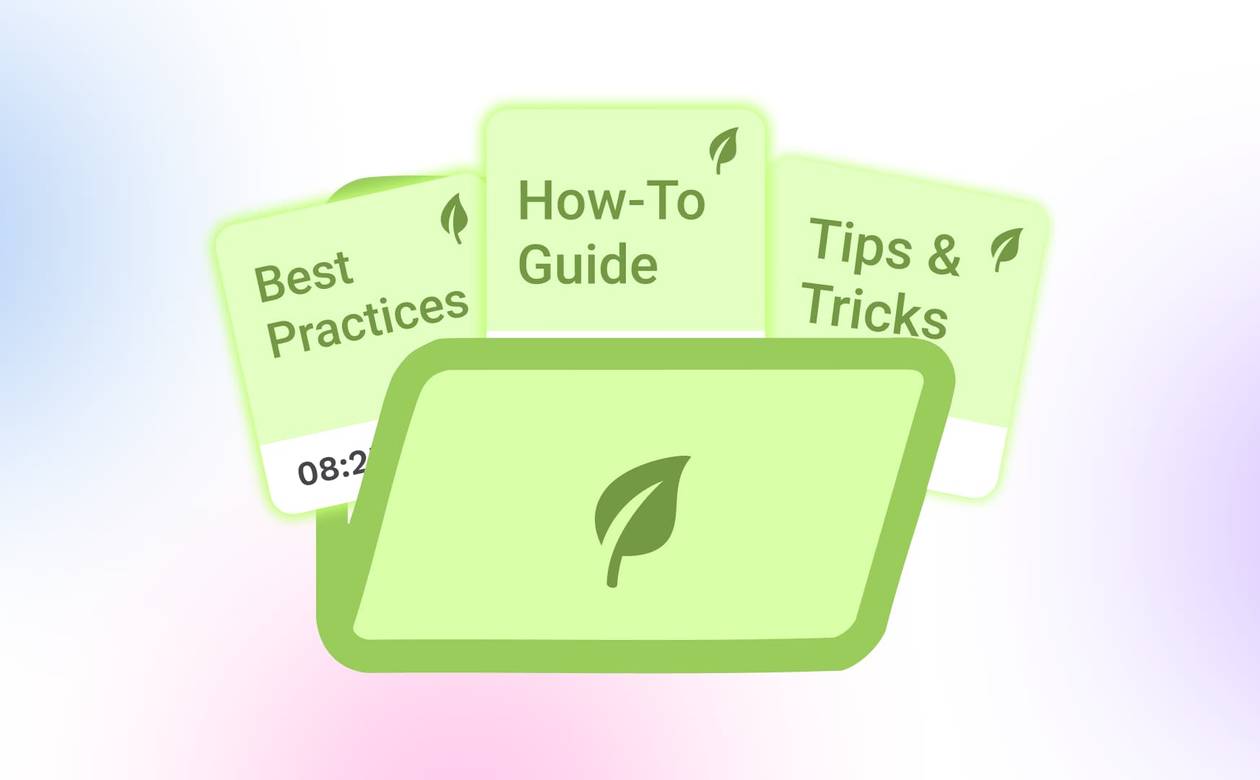 An illustration of a file with evergreen content types popping out.