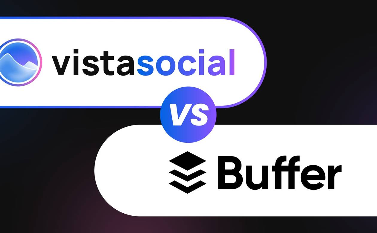 A comparison header graphic featuring the logos of Vista Social and Buffer separated by a VS badge.