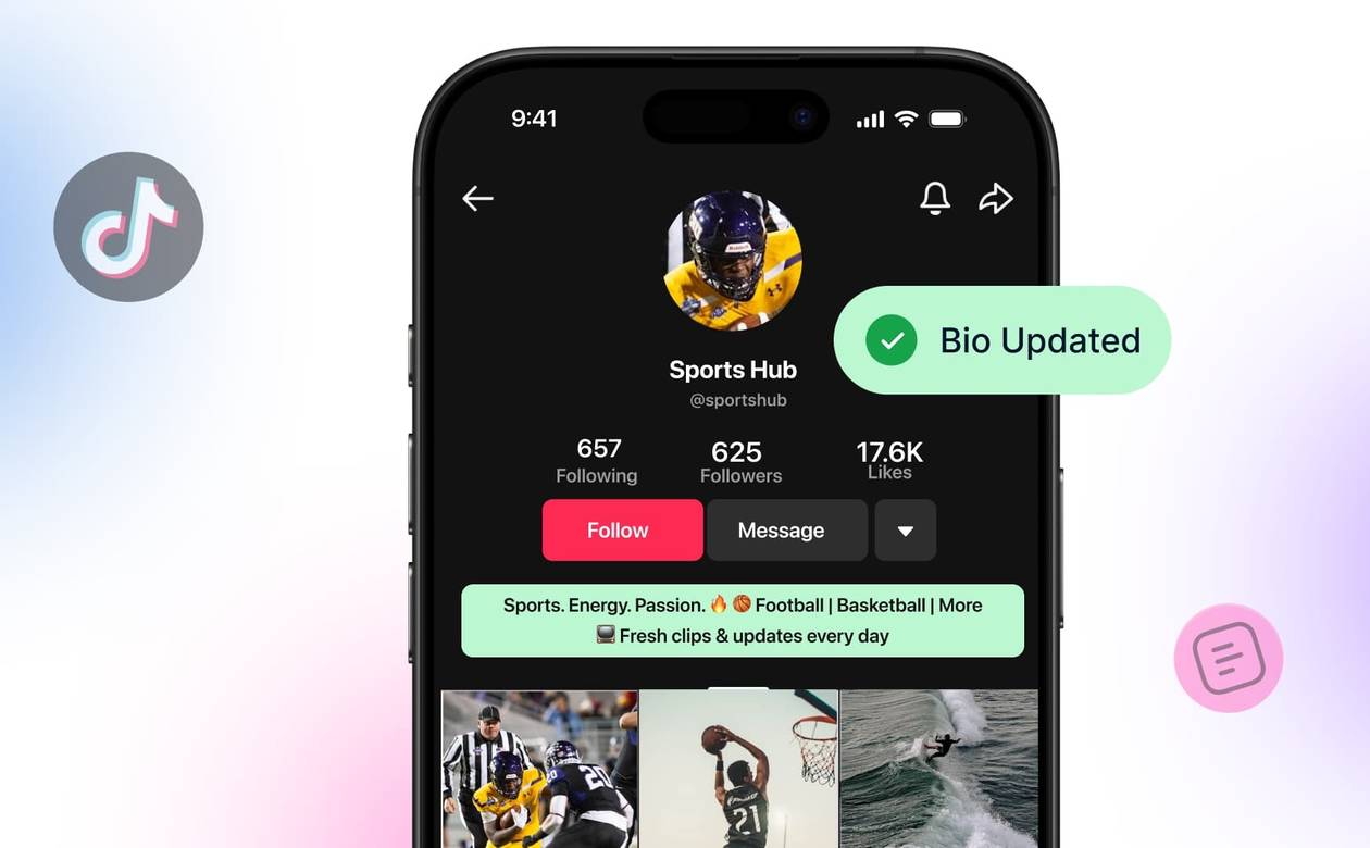 An illustration of a TikTok profile with its bio updated with a new TikTok bio idea.