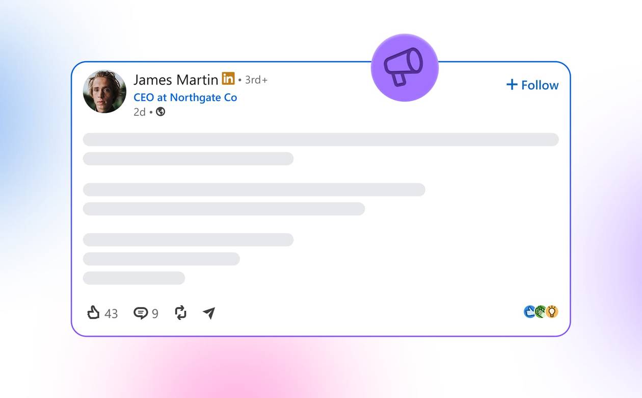 An illustration showing a founder-led LinkedIn post as part of a marketing strategy.