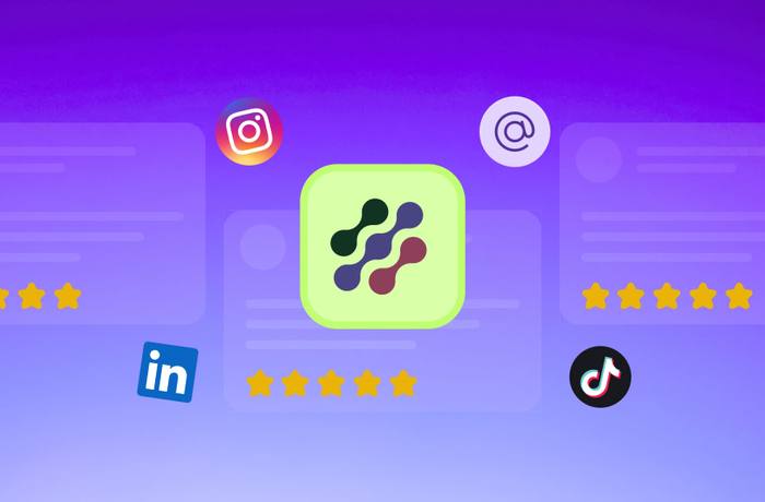 An illustration of a brand surrounded by reviews and social media platforms showcasing its reputation.