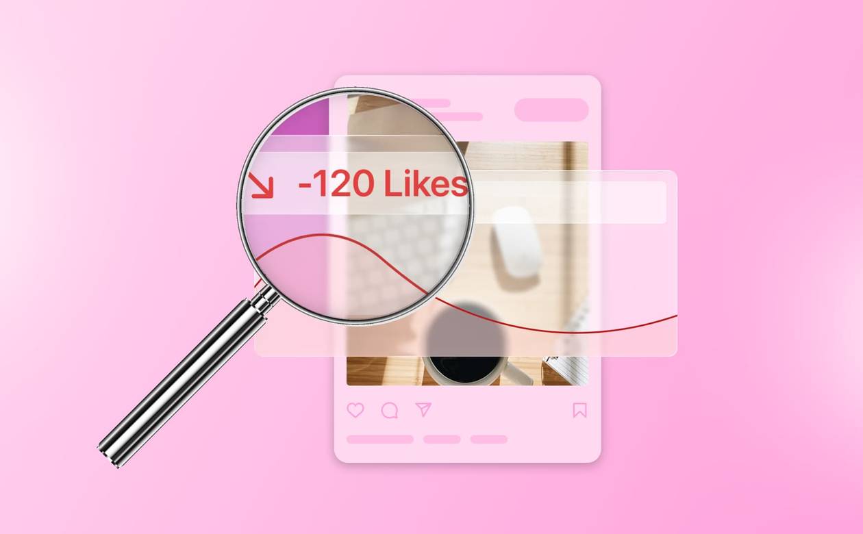 An illustration showcasing an Instagram post with a drop in likes.